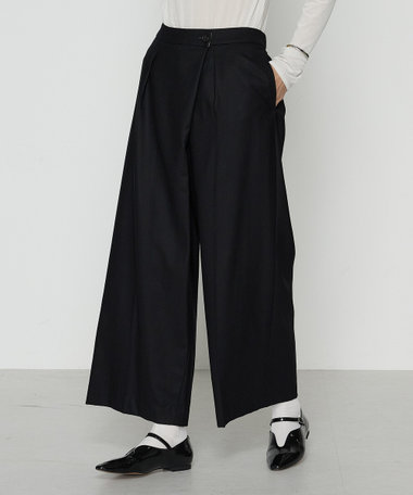 セットアップ対応】ストレッチフラノ アシンメトリータックワイド