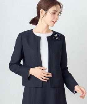 セットアップ対応】ラメツイード ノーカラージャケット（12-07GG07-204